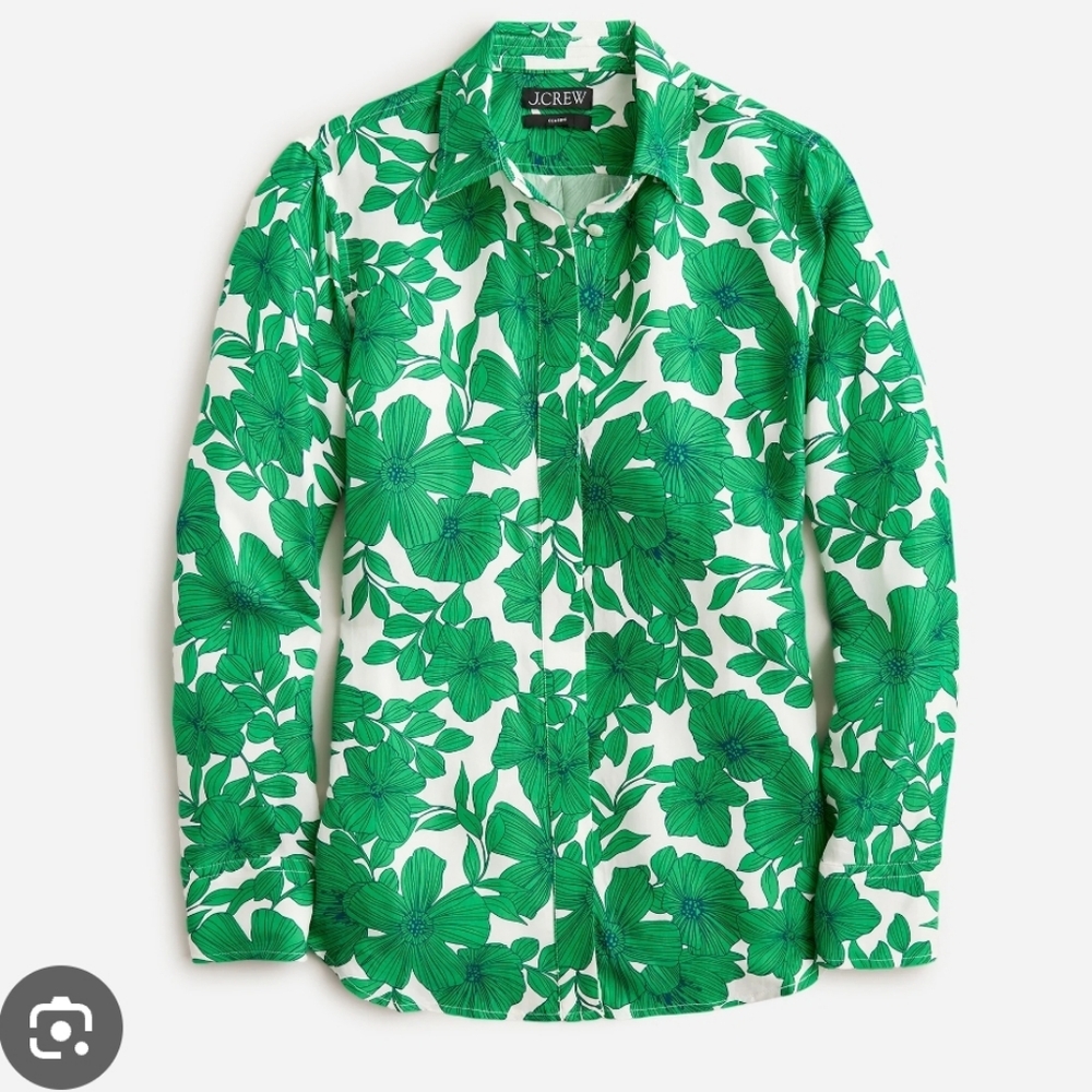 J. Crew Green Floral Cupro-Blend Blouse - Picture 8 of 8
